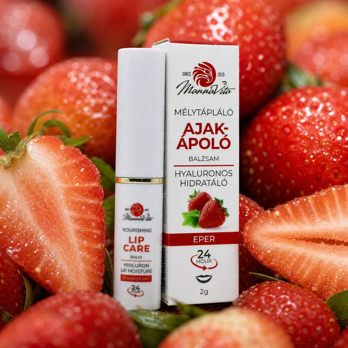 Mannavita • Baume à lèvres ultra-nourrissant, à l'acide Hyaluronique • FRAISE