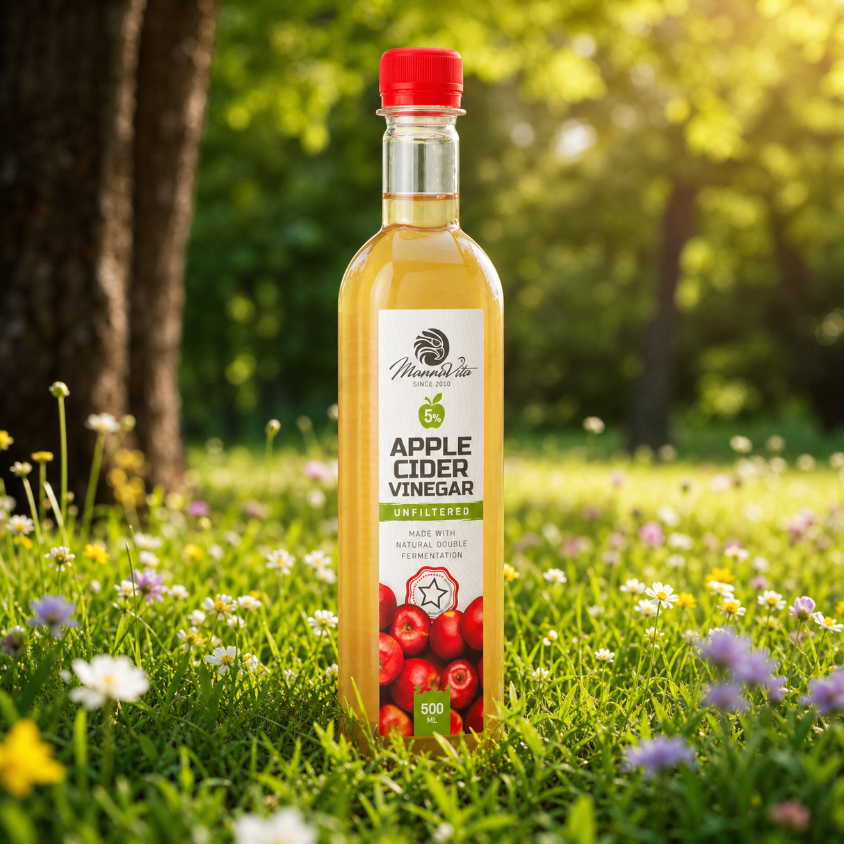 Mannavita Vinaigre de cidre de pomme, non filtré à double fermentation • 500 ml