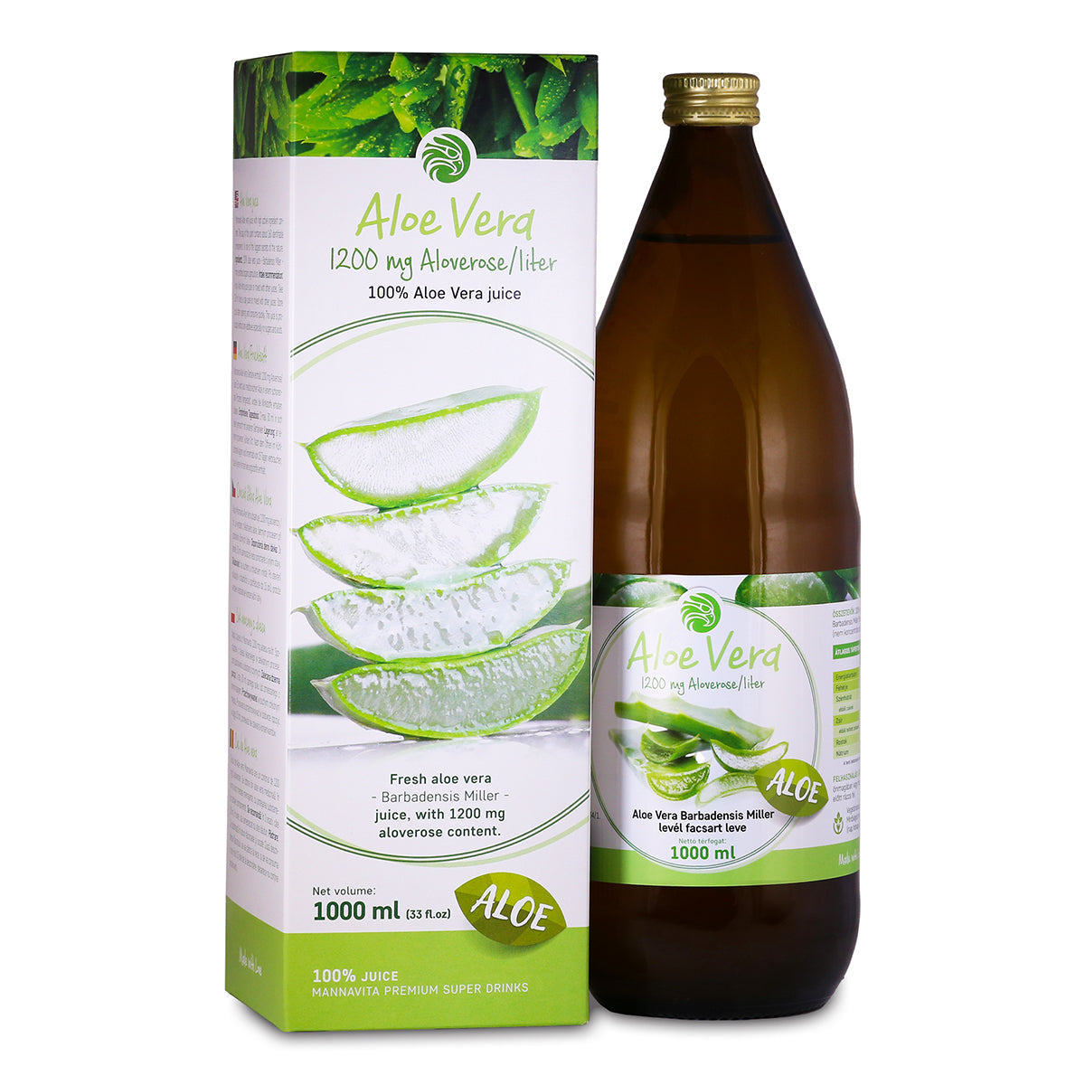 Mannavita Aloe vera jus pur pressé à 100 % • 1000 ml