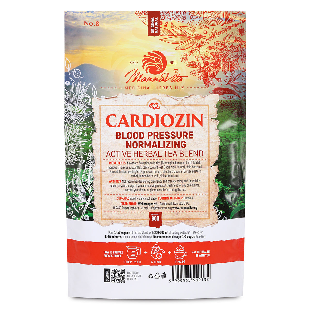 CARDIOZIN Mélange actif de tisane aux plantes pour normaliser la pression artérielle • 80g