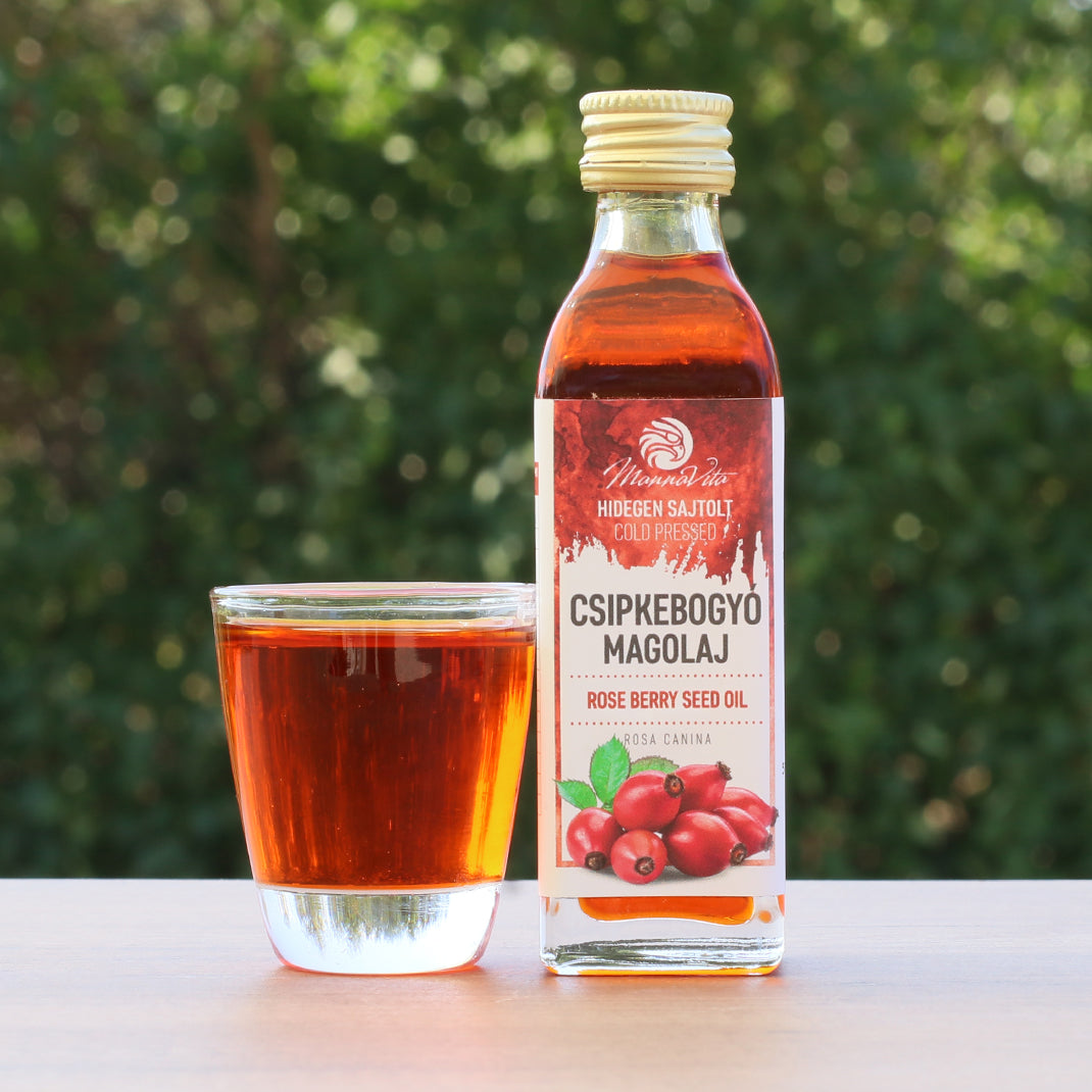 Huile de graines d’églantier pressée à froid hongroise Mannavita • 40 ml