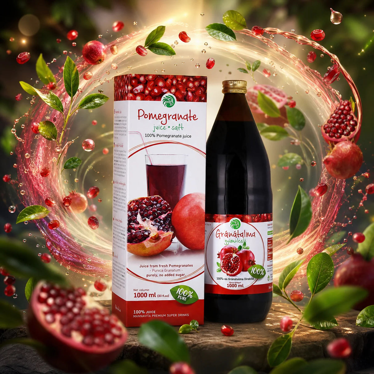 Mannavita Jus de grenade pur pressé à 100 % • 1000 ml