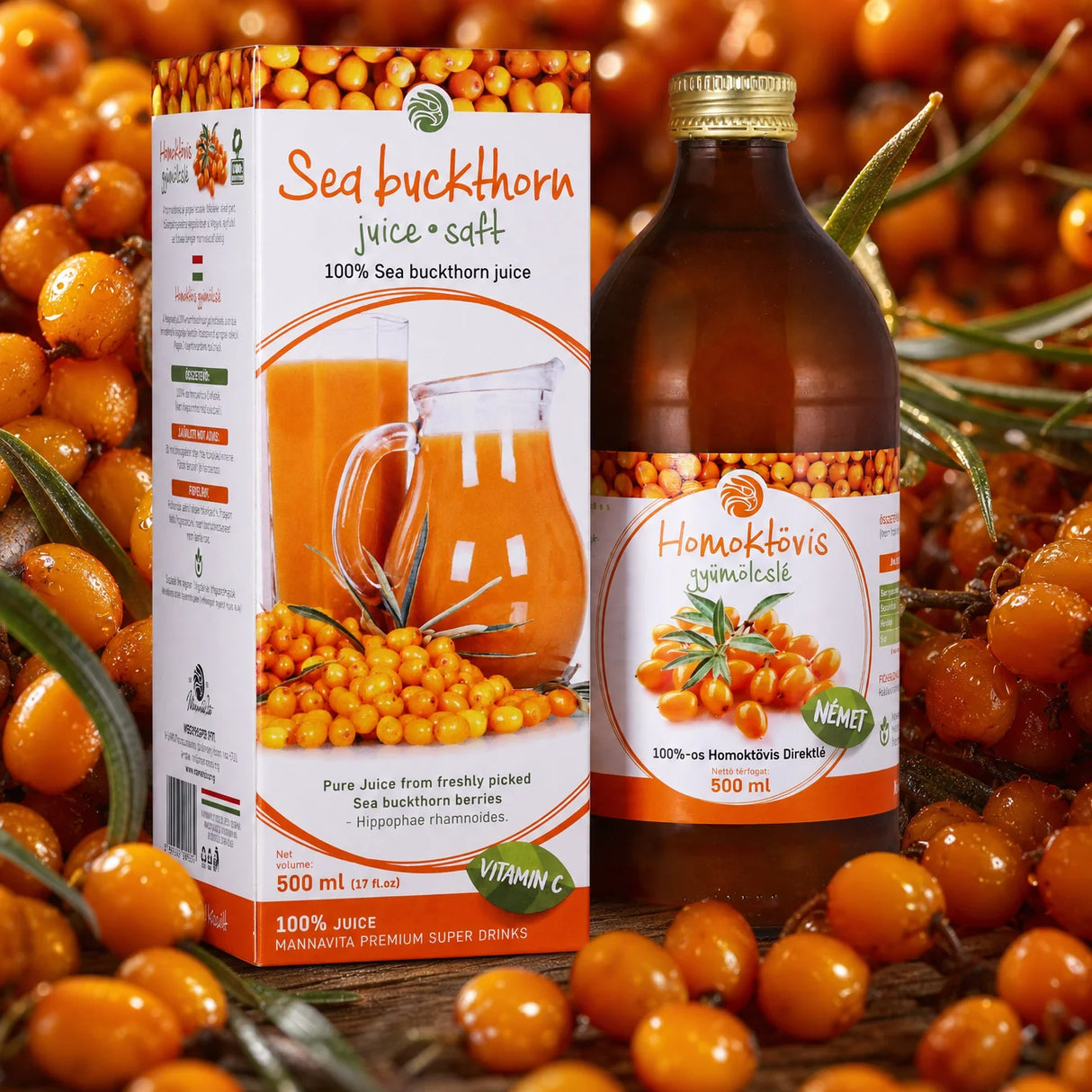 Mannavita Jus pur de Argousier 100 % pressé • 500 ml