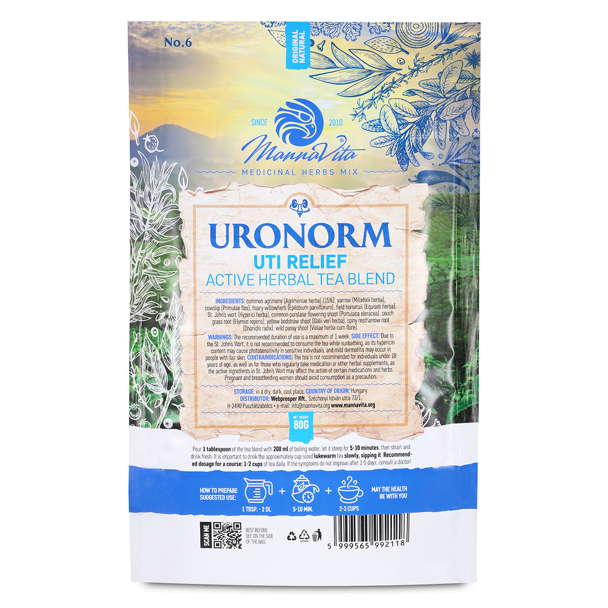 URONORM Mélange actif de tisane aux plantes pour soulager les infections urinaires (UTI) • 80g