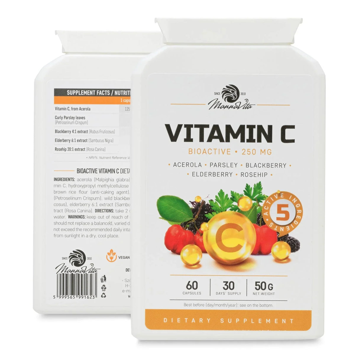 Mannavita Vitamin C complex • 250 mg bioactive • 60 capsules - Mannavita
