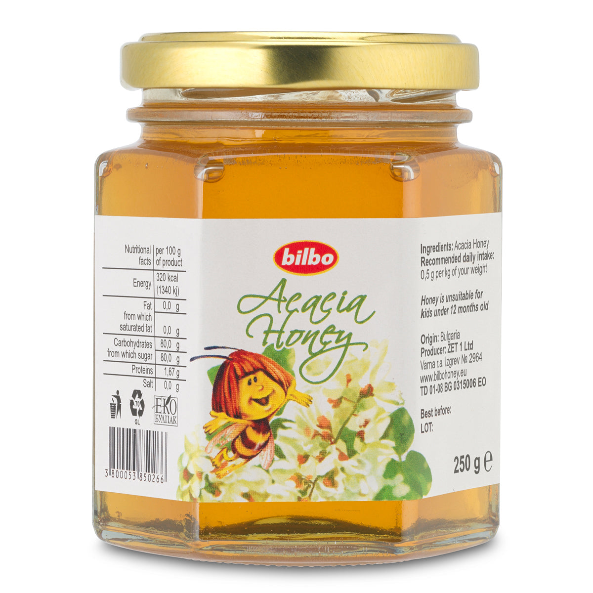 Miel d’acacia brut Bilbo • 250 g