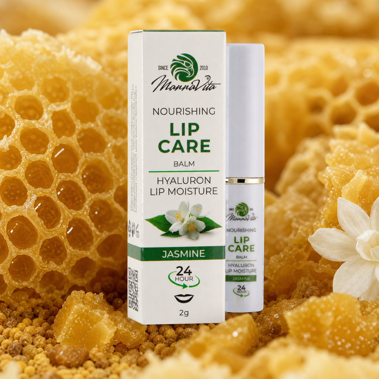 Mannavita • Baume à lèvres ultra-nourrissant, à l'acide Hyaluronique • JASMIN