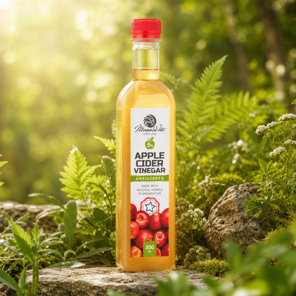 Mannavita Vinaigre de cidre de pomme, non filtré à double fermentation • 500 ml