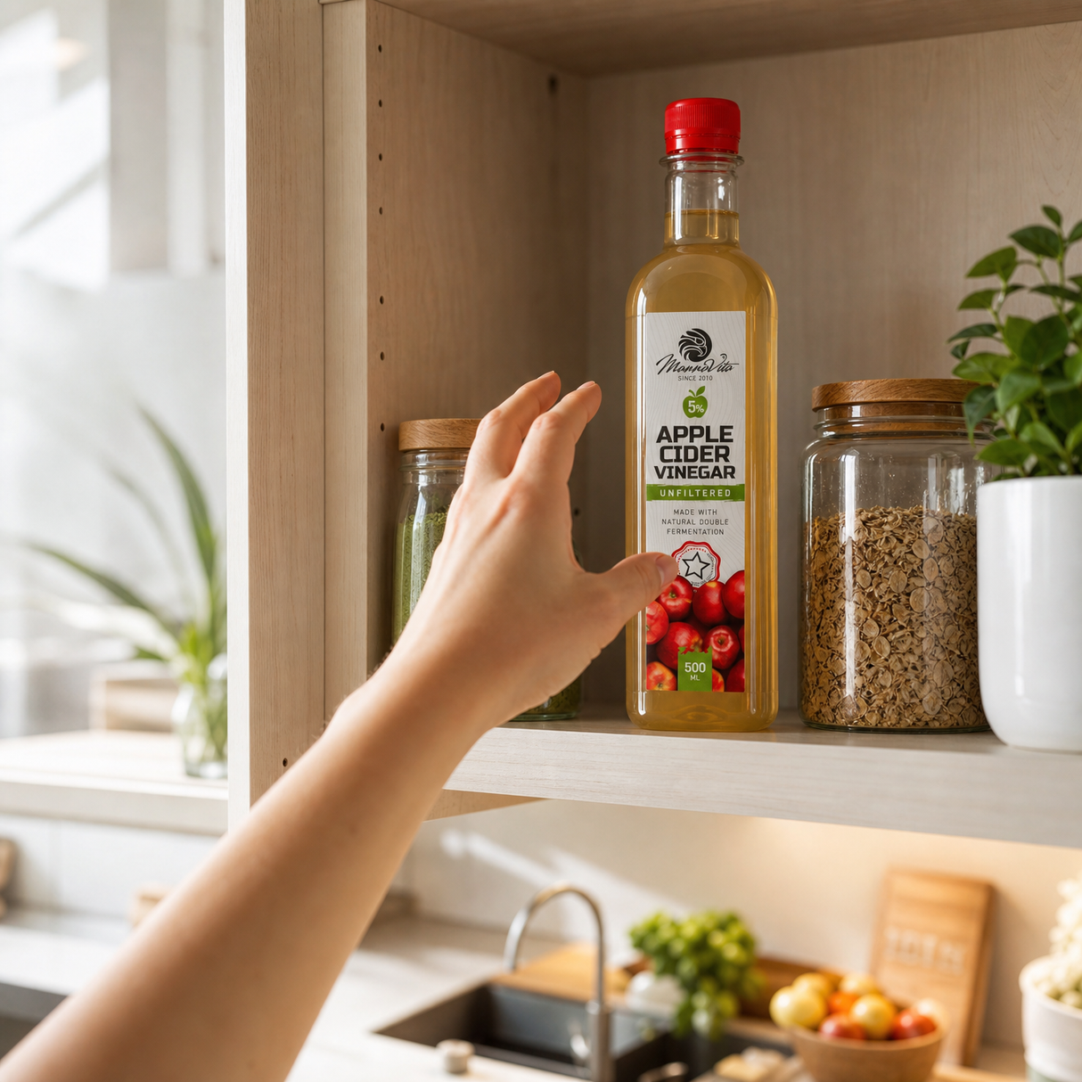 Mannavita Vinaigre de cidre de pomme, non filtré à double fermentation • 500 ml