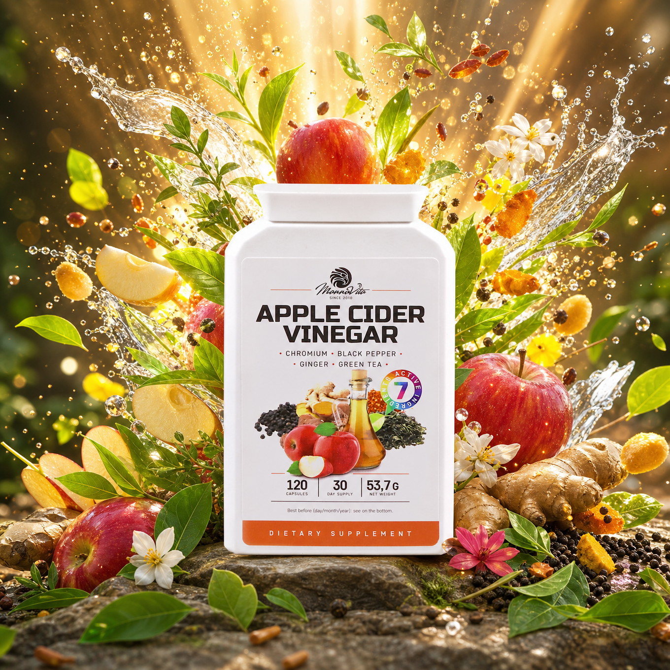 Mannavita complexe de Vinaigre de Cidre de pomme avec chrome • 120 gélules