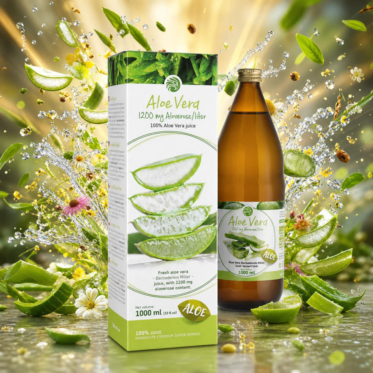 Mannavita Aloe vera jus pur pressé à 100 % • 1000 ml