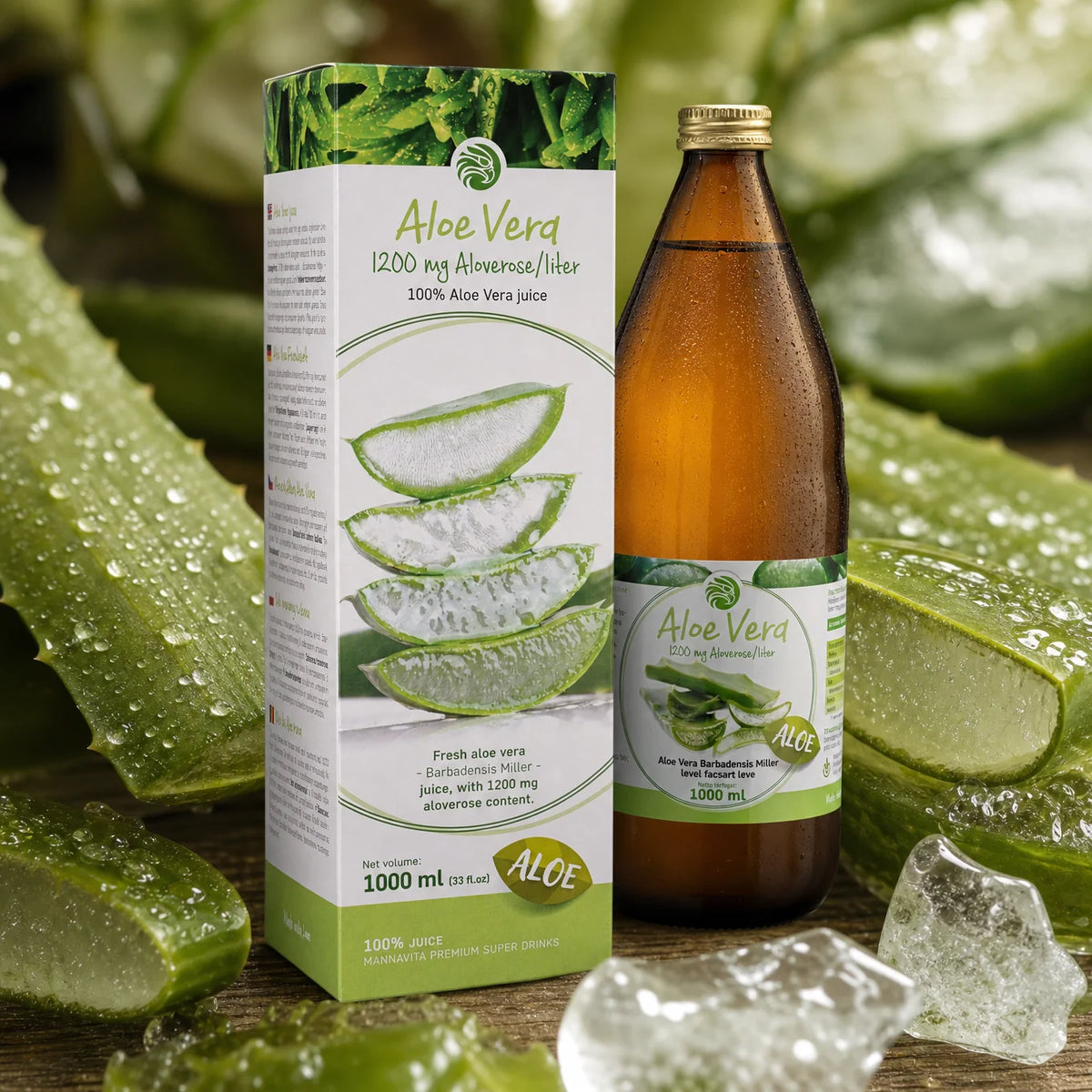 Mannavita Aloe vera jus pur pressé à 100 % • 1000 ml