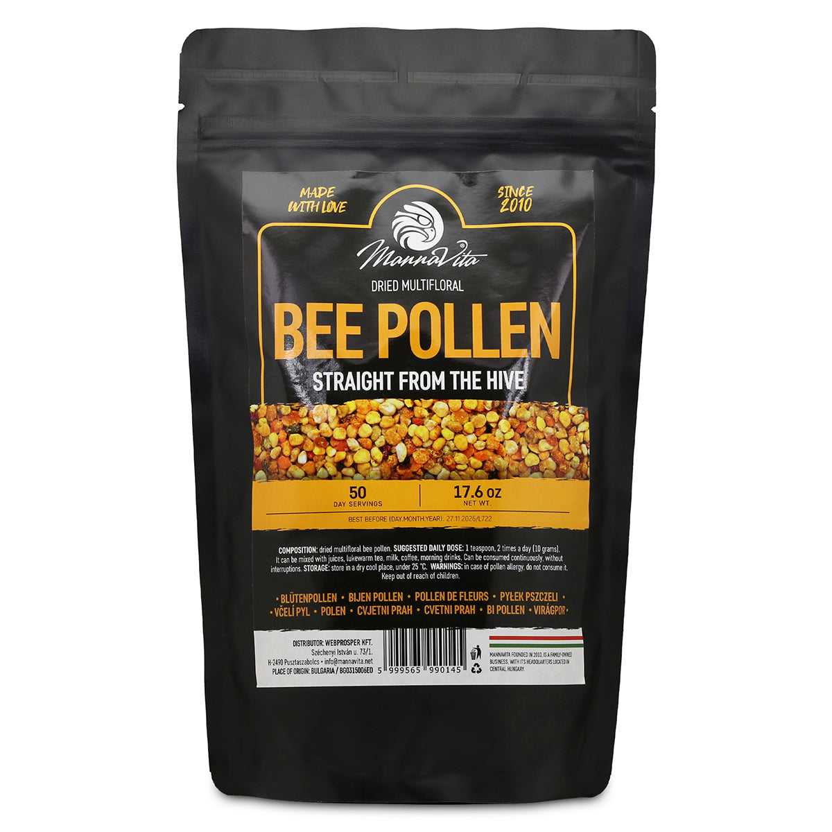 Mannavita pollen d'abeille multifloral séché • 500 g