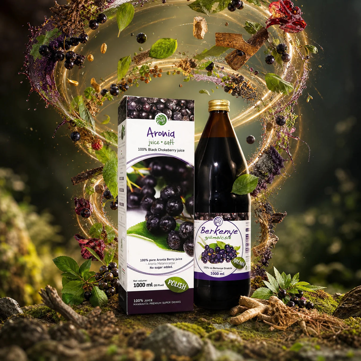 Mannavita Jus d'aronia 100% pur pressé • 1000 ml