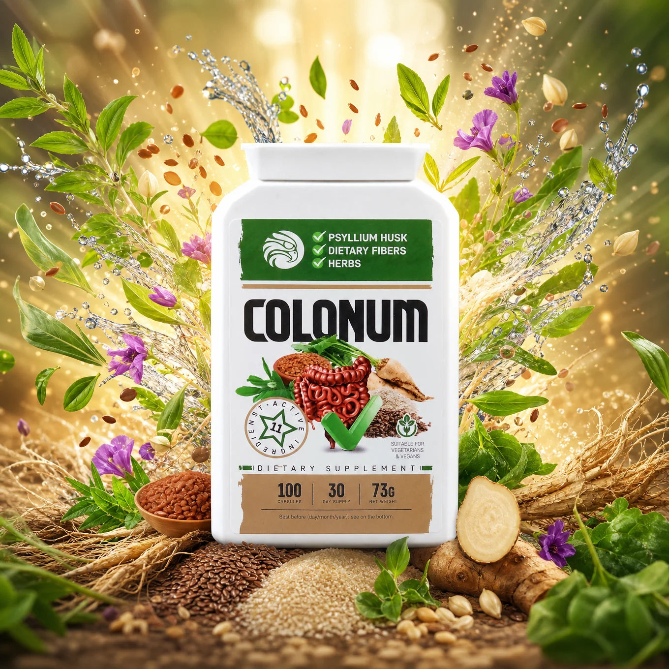 COLONUM capsules de nettoyage du côlon et de restauration intestinale • 100 capsules