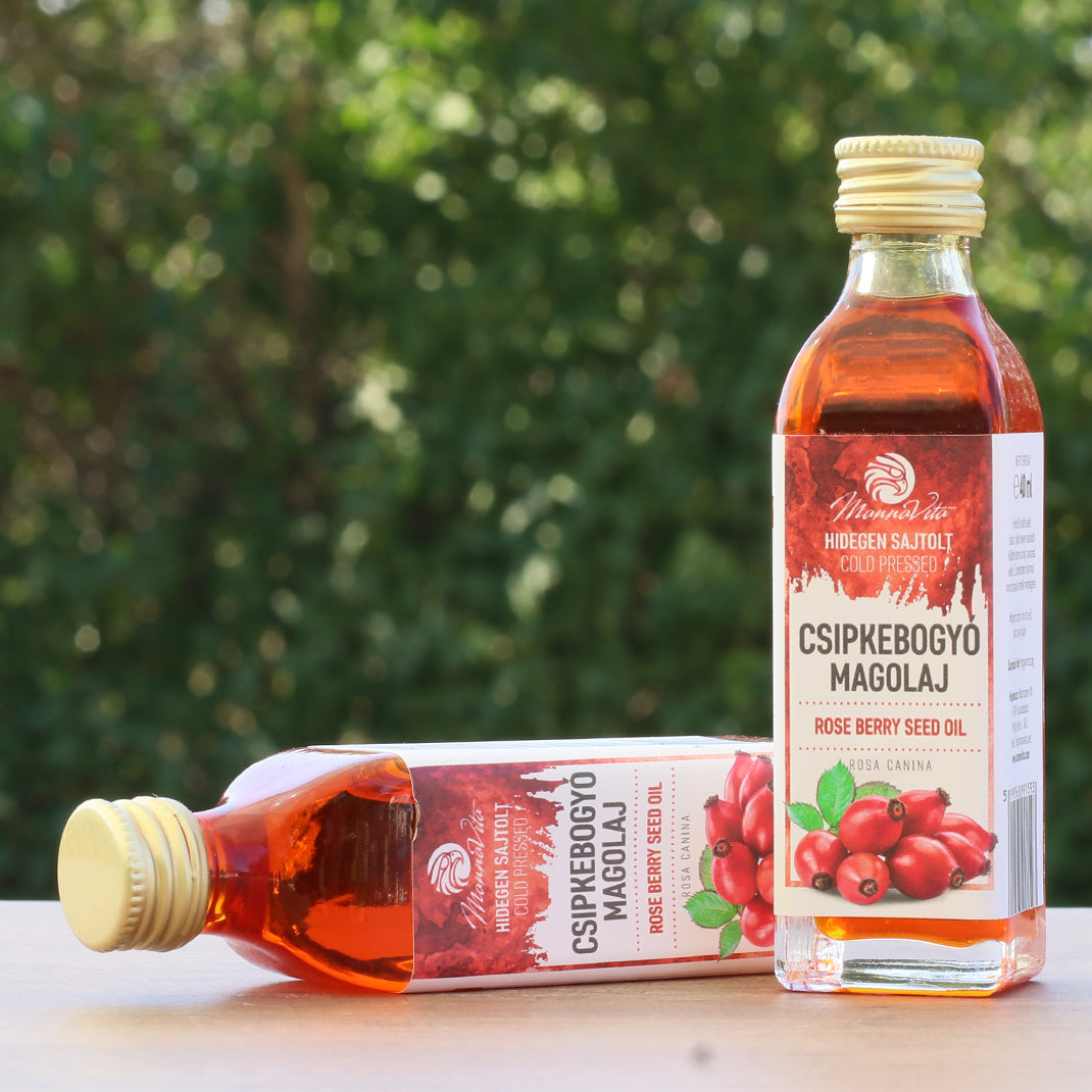 Huile de graines d’églantier pressée à froid hongroise Mannavita • 40 ml