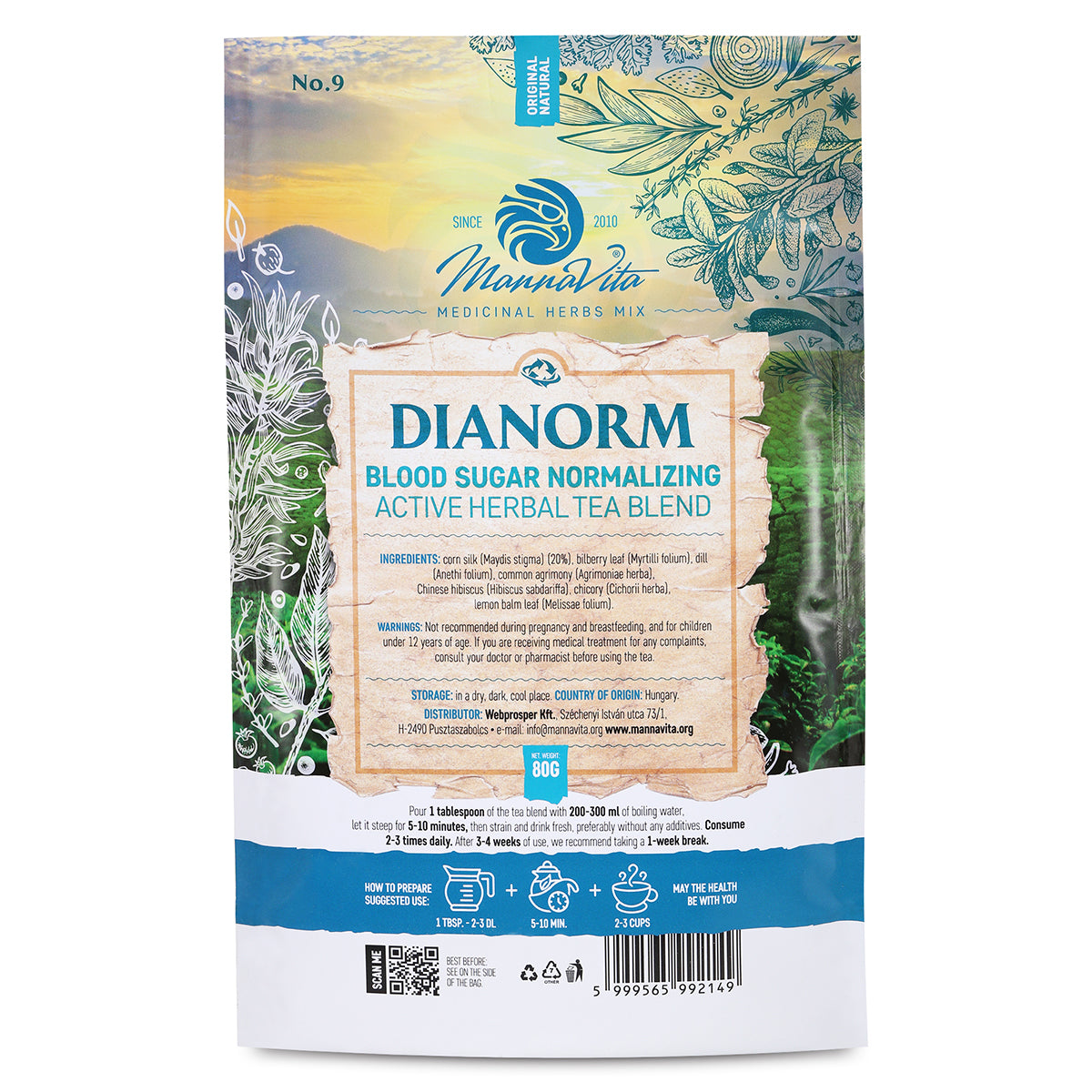DIANORM mélange actif de tisane à base de plantes pour normaliser la glycémie • 80g