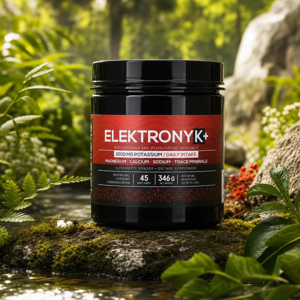 ElektronyK+ poudre d’électrolytes • 1000 mg de potassium avec glycine • SUCRÉ, 402g