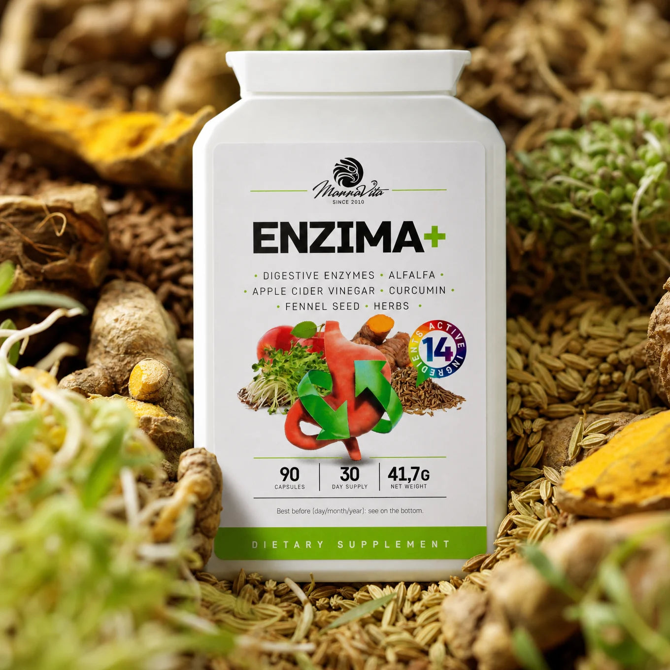 ENZIMA+ complexe d'enzymes digestives avec Bétaïne HCL • 90 gélules