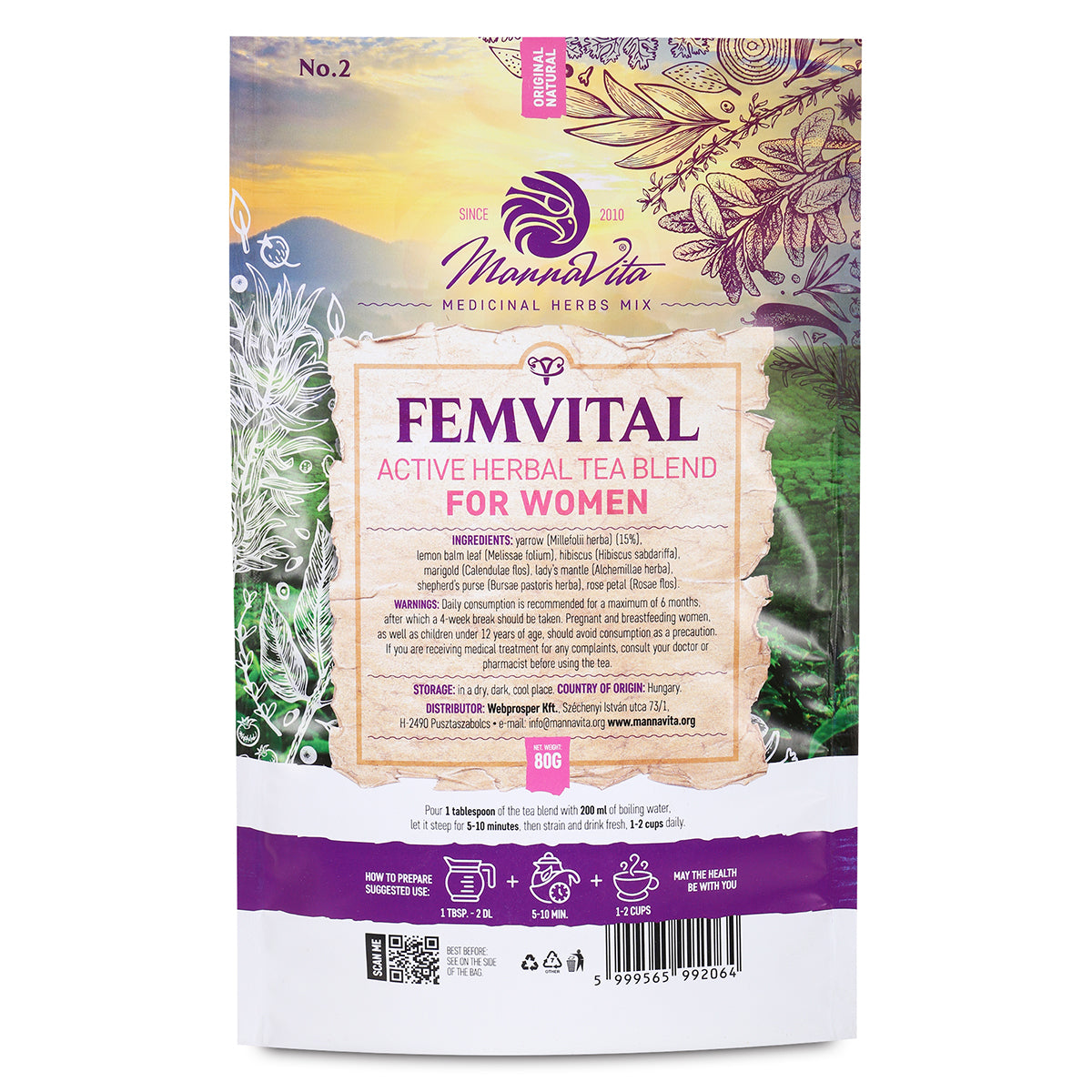 FEMVITAL mélange de tisane active aux herbes pour femmes • 80g