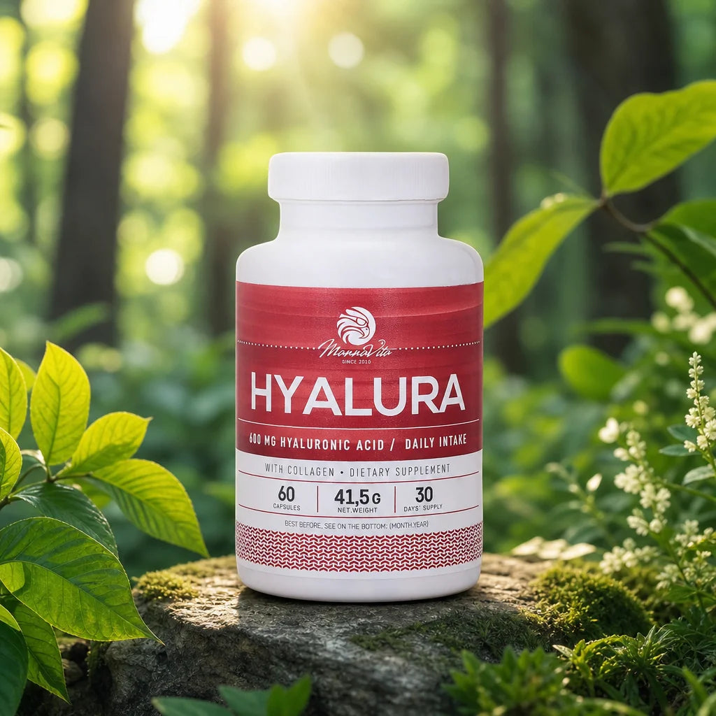 Hyalura • Capsules de 600 mg D'acide Hyaluronique et de Collagène • 60 pcs.