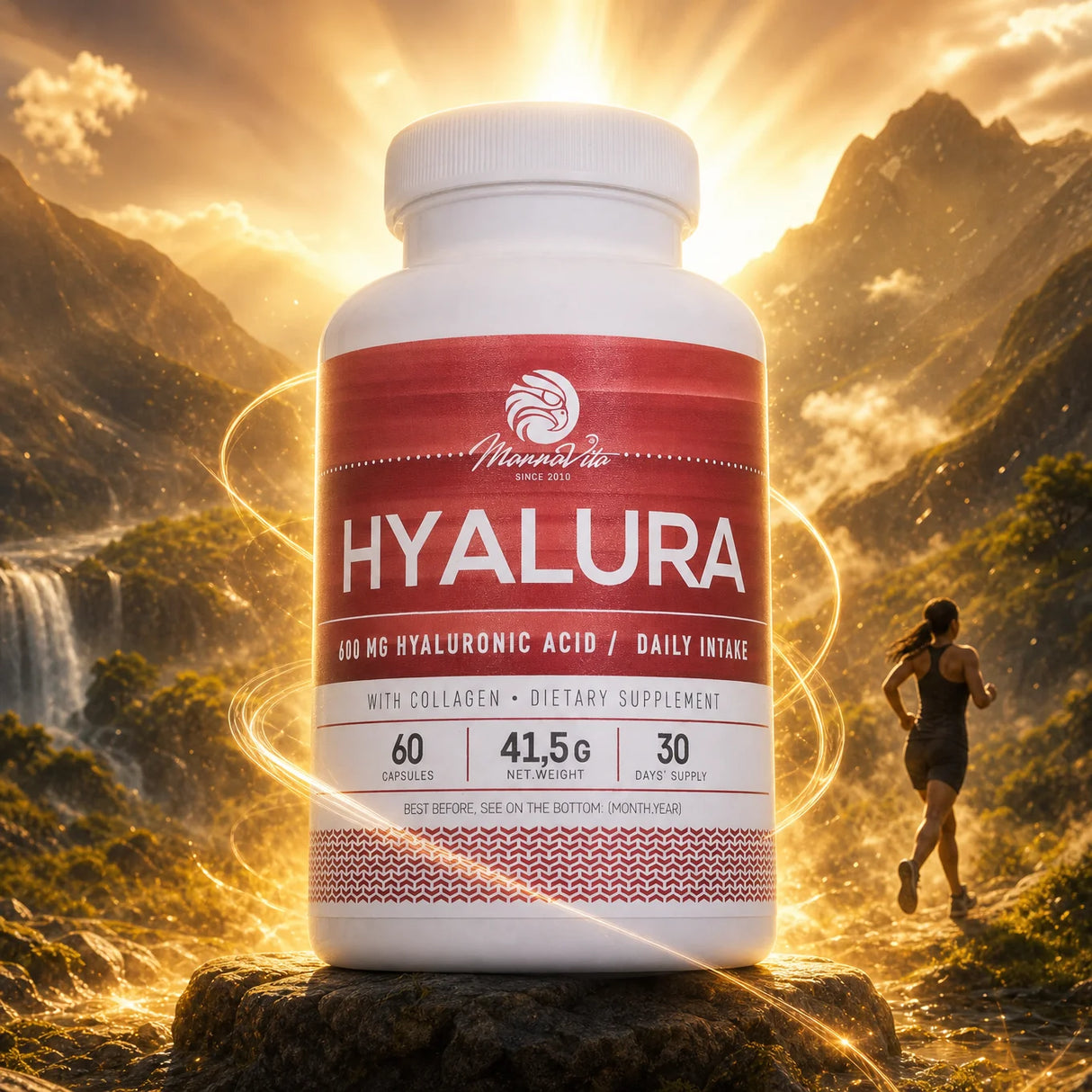 Hyalura • Capsules de 600 mg D'acide Hyaluronique et de Collagène • 60 pcs.