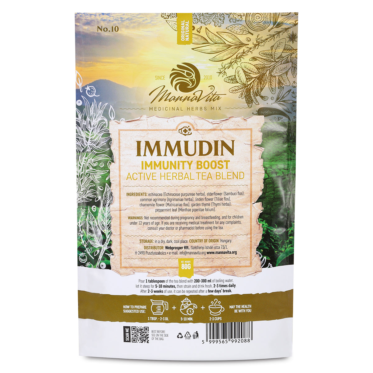 IMMUDIN Mélange actif de tisane aux plantes stimulant l’immunité • 80g