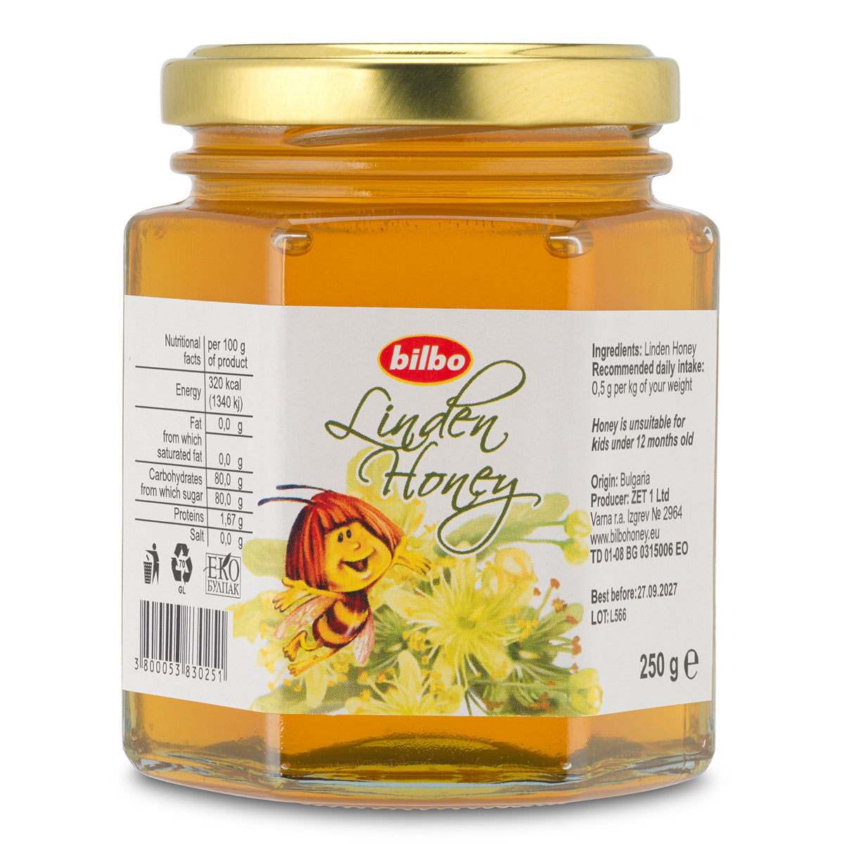 Miel de tilleul brut Bilbo • 250 g