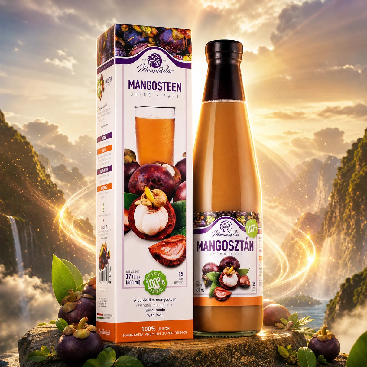 Mannavita Mangoustan purée pressée 100 % pure • 500 ml