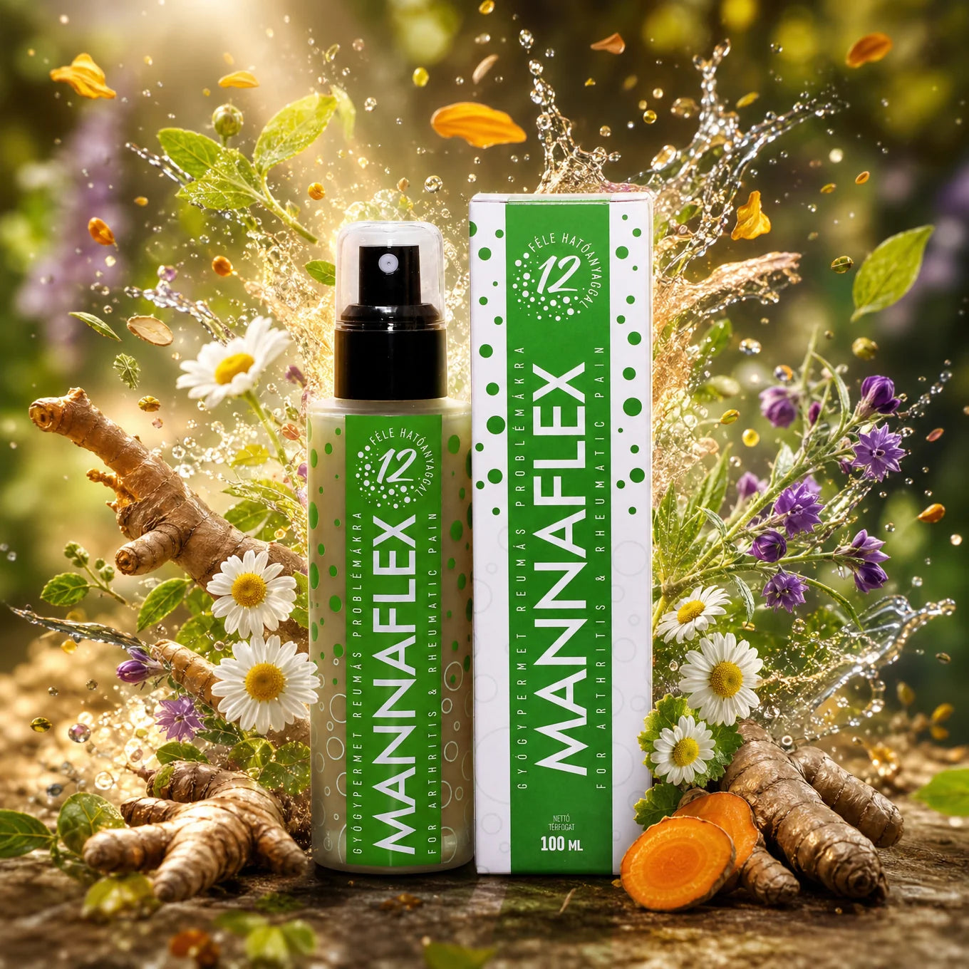 Spray cicatrisant MANNAFLEX pour le soulagement des douleurs articulaires et musculaires • 100 ml