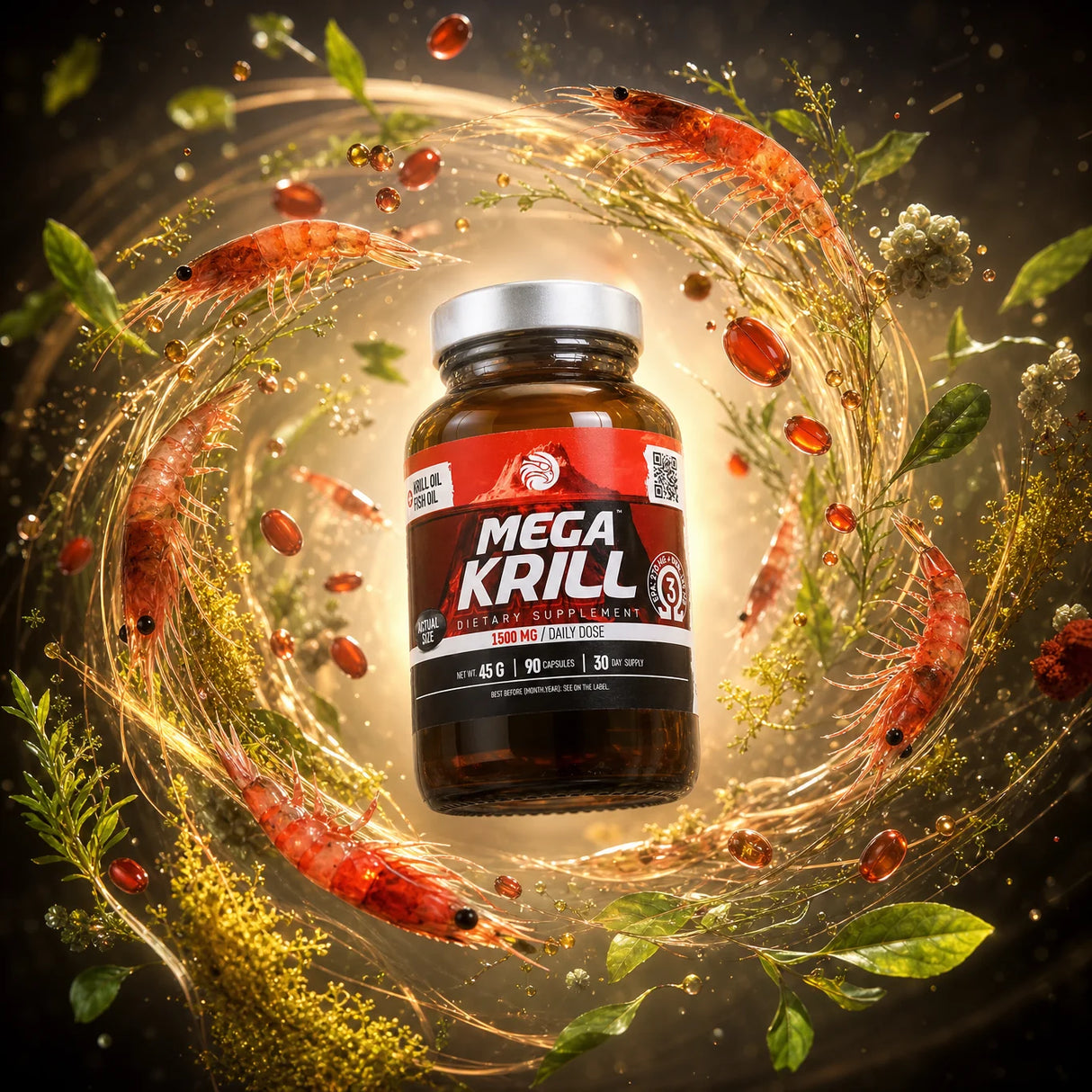 MegaKRILL, 1500 mg huile de krill + huile de poisson • 90 capsules