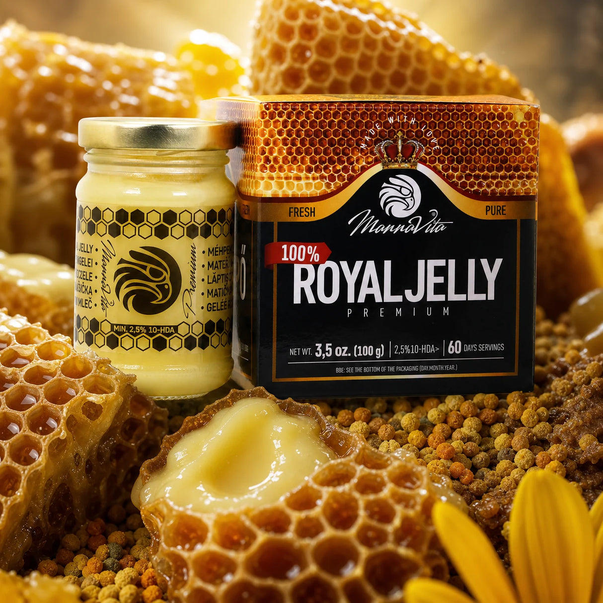 Mannavita Premium Gelée Royale pure fraîche • 2,5 % 10-HDA • 100 g