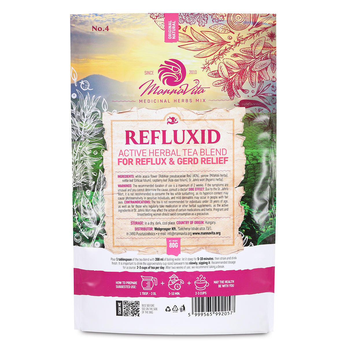 REFLUXID mélange de tisane aux plantes actif pour le soulagement du reflux et du GERD • 80g