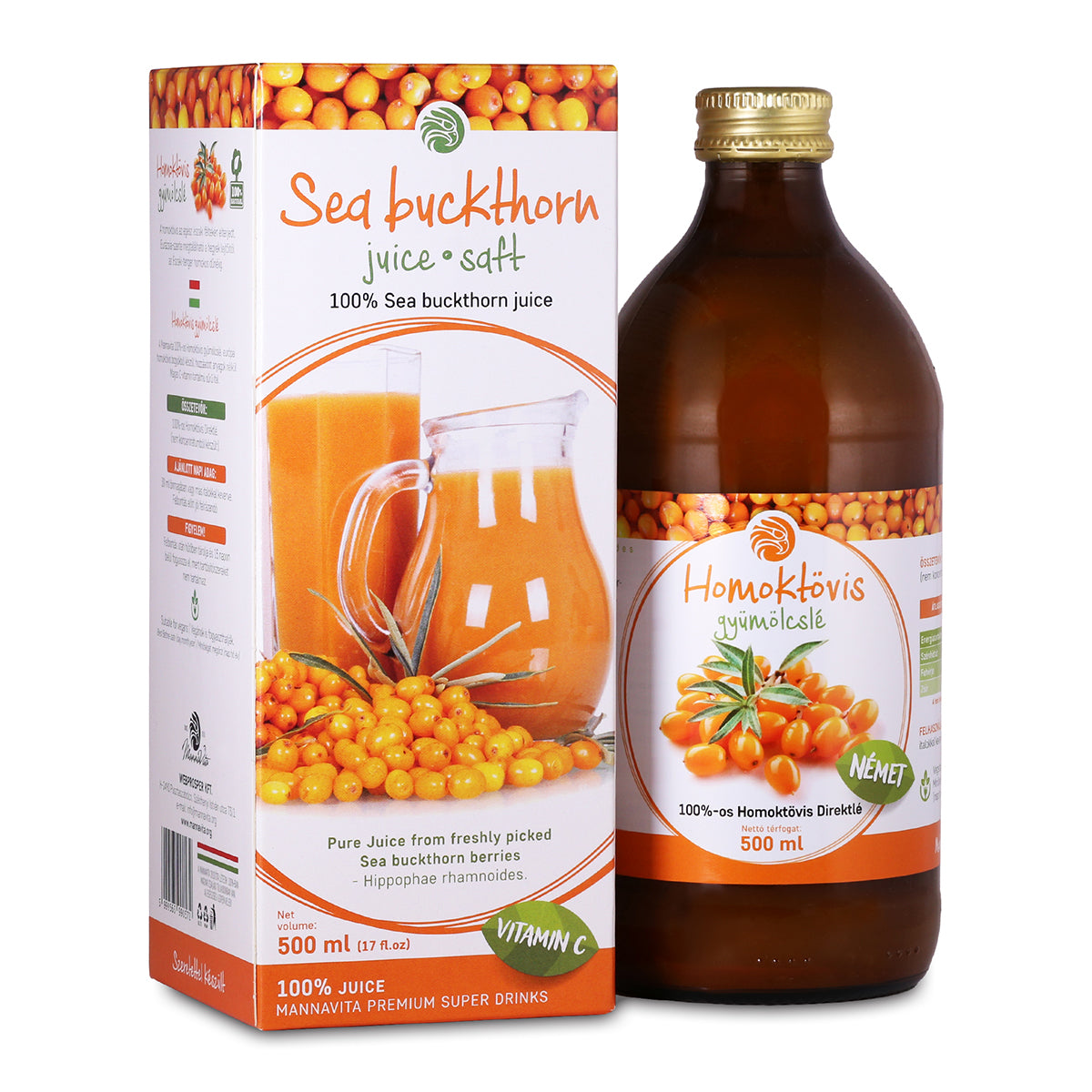 Mannavita Jus pur de Argousier 100 % pressé • 500 ml