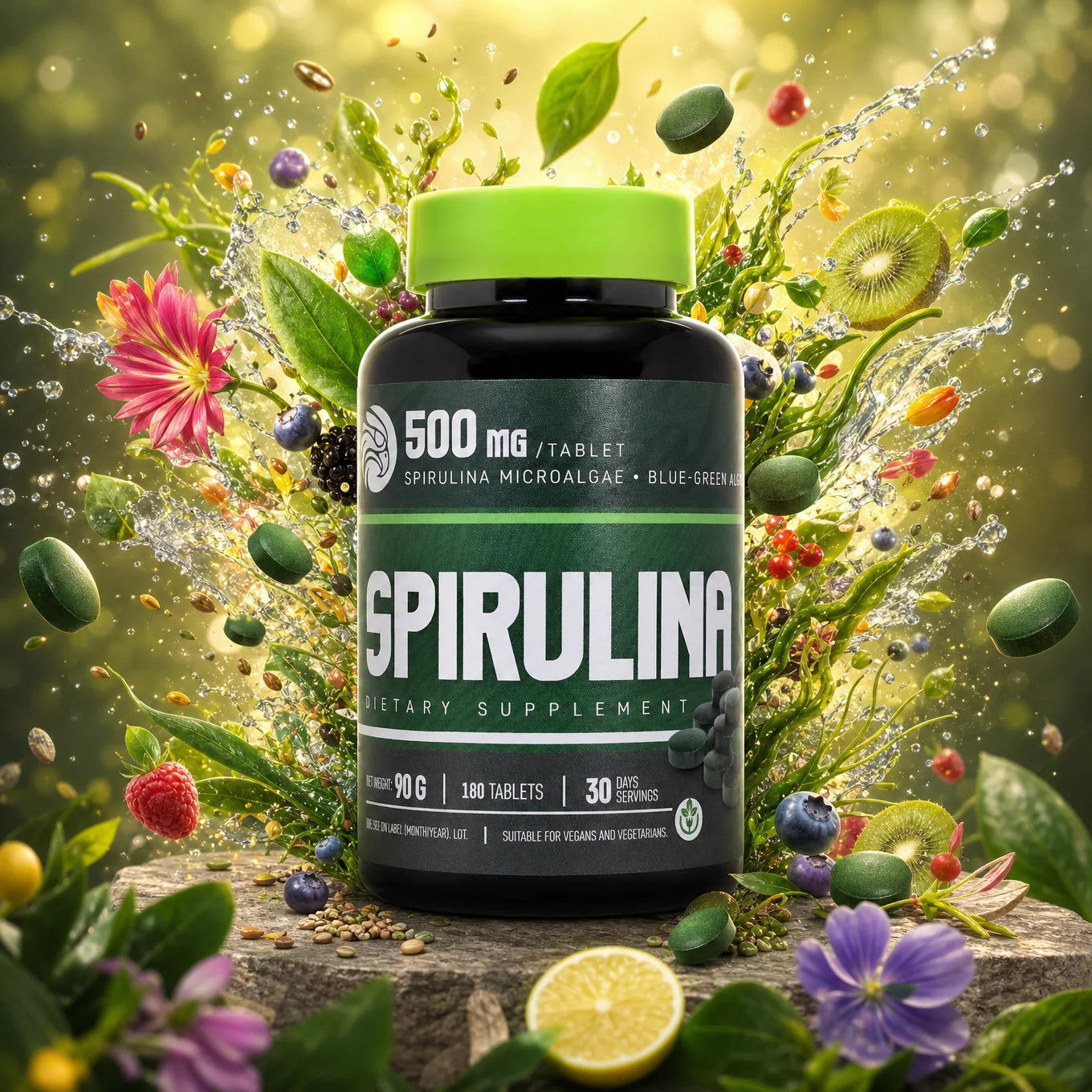 Mannavita Spiruline comprimés 500 mg • 180 pcs.