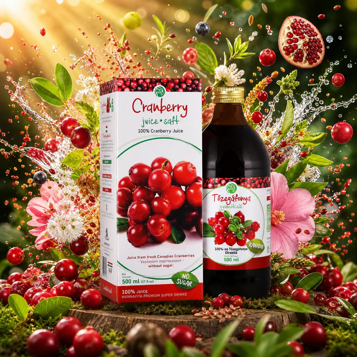 Mannavita Jus de canneberge 100 % pur pressé • 500 ml