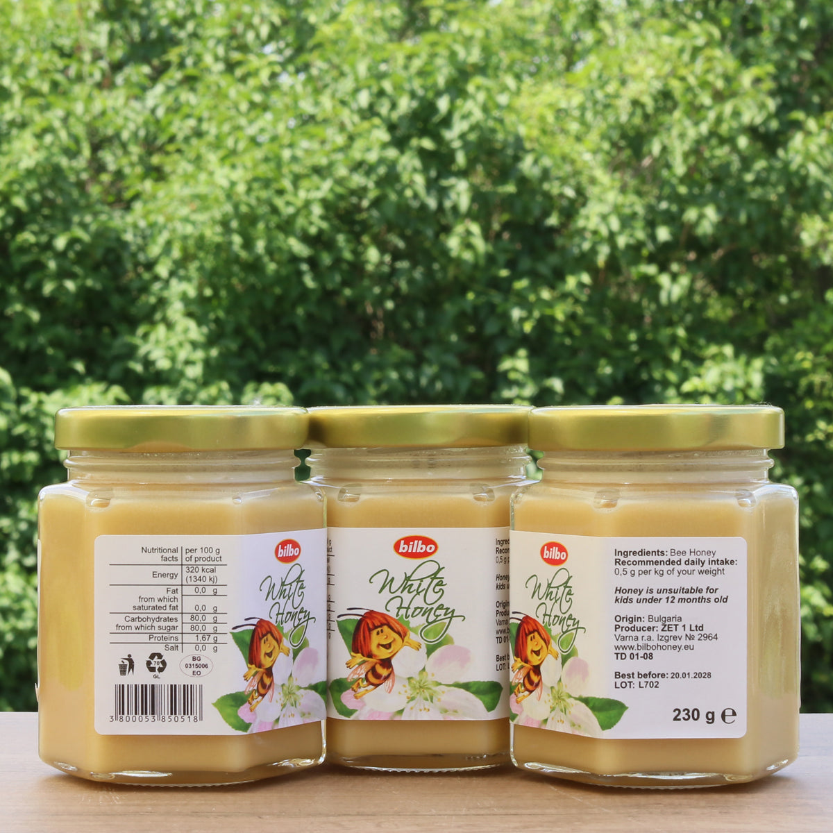 Bilbo miel blanc cru • 230 g